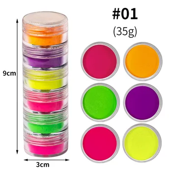 6 Boxs/Set Neon Pigmento Miltelių Nagų Fluorescencijos Gradientas Blizgučiai Vasaros Shinny Dulkių Ombre 