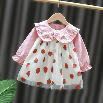Merginos sijonas 2021 m. pavasarį ir rudenį korėjos saldus grožio kūdikių siuvinėjimo tinklelio suknelė baby princess sijonas tide6M-4Y