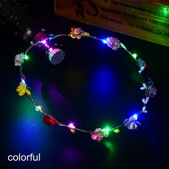 Kalėdų Neon Vainikas Apdailos Plaukų Girliandos, LED Šviesos Žėrintis Girliandą Hairband Šviesos Gėlių Karūna Lankelis 65cm