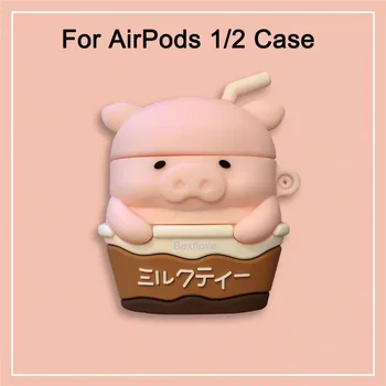 3D Ausinės Atveju AirPods 2 Atveju Cute Kačių, Šunų Lokys Animacinių filmų Silicio Apple Air Ankštys 2 Padengti 