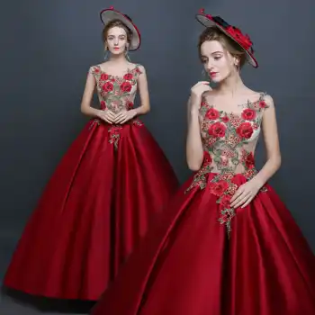 Rokoko ir Baroko marija Antuanetė Raudona Kamuolys Suknelės 18 A. Renesanso Istorinio Laikotarpio Viktorijos Suknelė Suknelė Moterims