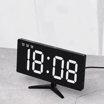 Skaitmeninis Laikrodis, Didelis Ekranas, Led Elektros Laikrodis-Žadintuvas su Diming Režimu, 3 Lygių Ryškumo, su Usb jungtimis, Modernus Dekoro