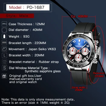 2021 PAGANI Projekto Viršuje Nauja Sporto Vyrų Kvarciniai Laikrodžiai Safyras Automatinė Data Chronograph Japonija VK63 Laikrodis Montre Homme