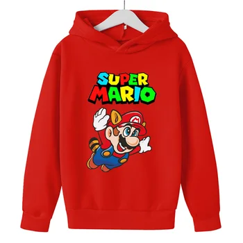 Vaikų Kailis Mario Bros Hoodie Mados Atsitiktinis Super Berniukų, Mergaičių Pop tai Anime Drabužius Viršūnes Vaiko Megztinis Dovana Vaikams