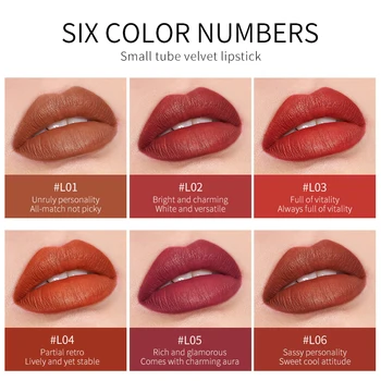Naujas 6 Spalvų Nešiojamų Matinis Lūpų dažai, Vandeniui Lūpų Blizgesys Ilgalaikį Moterų Lūpų Atspalvis, Grožio, Kosmetikos TSLM1
