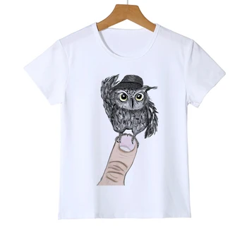 Mada Vaikams, trumpomis Rankovėmis Pelėda Print T-shirt Naujas Vasaros Berniukai Atsitiktinis Viršūnes Mergina Cool Hipster Tee Mielas Gyvūnų Dizaino marškinėliai Z20-10