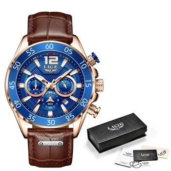 Laikrodžiai Mens 2021 LIGE Top Brand Prabanga Mens Watch Mados Chronograph Laikrodis atsparus Vandeniui Vyrų Sporto Kvarco Data Riešo Žiūrėti Vyras