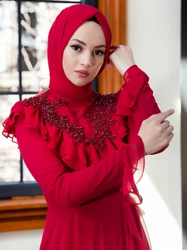 Susiėmę Šifono Musulmonų Moteris Hijab vakarinę Suknelę Aukštos Kokybės Specialaus Dizaino, su Pamušalu Naujas Sezonas Pagamintas Turkijoje