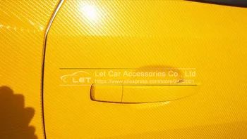 Automobilio stilius ryškiai 4D geltonos spalvos Anglies Pluošto Vinilo plėvelė, Spalvotas Blizgus Anglies Pluošto Vinilo kinas Auto Vyniojimo Vinilo Apvyniokite Folija