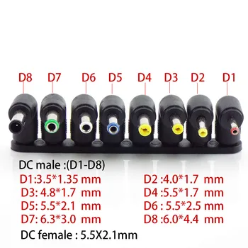 DC moterų 5.5 x.2.1 mm male 3.5x1.35 5.5x2.5 4.8*1.7 6.0 mm Maitinimo Adapteris Jungties Prijunkite Įkroviklio kištuką stačiu kampu Nešiojamas kompiuteris