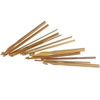 12 dydžių puošybinės 3.0 10mm bambuko mezgimo adatos