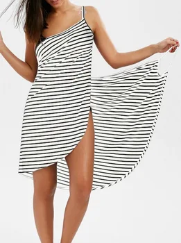 2021 m. Vasarą naujiems karšto seksualus paplūdimio sijonas atostogų dryžuotas sijonas suspender suknelė