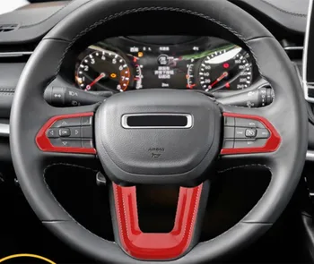 Raudona/Juoda Automobilio Salono Vairo Rato gaubtas Apdaila Apdaila Lipdukas ABS Tinka Jeep Compass 2021+