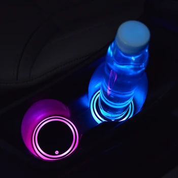 1Pc USB Įkrovimo Automobilio LED Puodelio Laikiklis Vandens Dugno Kilimėlis RGB Šviesos Dekoro Padengti Šviesos Apdaila Lempos Ornamentu Miestelyje Priedai