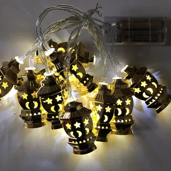 Ramadanas Žibintai Aukso Metalo žibintų Apšvietimo Ramadanas Lempa LED string žibintai baterijos energijos, fėja, Kalėdų šviesos namų Puošybai