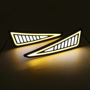 1pcs Automobilio LED Bamperio Juostos COB Šviesos važiavimui Dieną Geltona Posūkio Signalo Dienos šviesos DRL