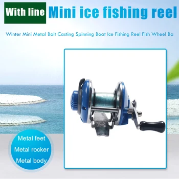 Žiemos Mini Metalo Būgnas Baitcasting Žvejybos Ritės Masalas Liejimo Ledo Valtis Roller Ritė Žvejybos Varantys Žvejybos Reikmenys Spręsti Įrankis