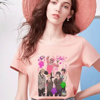 Yarichin Kalė Klubas Grafinis T-shirt Moterims, Harajuku Estetinės Spalvotų Viršūnes Marškinėlius Japonų Anime Y2k Atsitiktinis Moterų Marškinėliai Ins