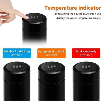 500ml smart termosas vandens butelis skaitmeninis led temperatūros displėjus nerūdijančio plieno kavos terminiai puodeliai, puodeliai protingas izoliacija