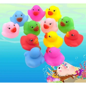 Sumaišyti Gyvūnų Plaukimas Vandens Žaislai Spalvinga Minkšta Plūduriuojantis Gumos Ančių Išspausti Garso Piskliwy Maudymosi Žaislas, Skirtas Kūdikių Vonios Žaislai
