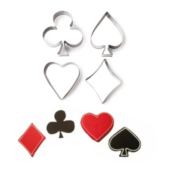 4 Vnt./Rinkinys, Pokerio Slapukas Pelėsių Nerūdijančio Plieno Kortos Modelio Tortas Minkštas Pelėsių Kastuvu Širdyje, Club Diamond Sausainių Cutter