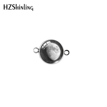 Kaip 14mm 20mm dviem kabliukais, Apvalūs Stiklai Cabochon Mėnulis Modelis Nerūdijančio Plieno Pakabukas Pakabukai Papuošalai, Aksesuarai
