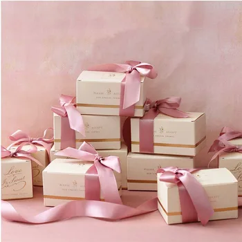 Nemokamas Pristatymas 50pcs Vestuvių naudai ir dovanų elegantiška, didelio dydžio, rožinė Matti žalia juostele saldainių dėžutė pakuotės, dėžutės svečių dovanos