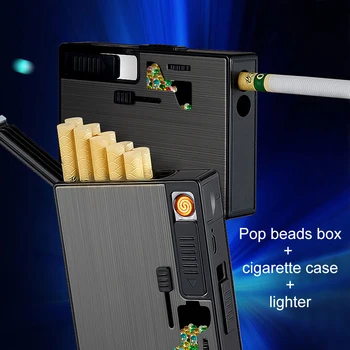 Naujausias Cigarečių Sprogo Ledo Karoliukų Dėžutė Su Cigarečių Atveju, USB Žiebtuvėlis Stūmikas Pasirodo Dūmai, Sprogimas Granulių Atvejais Slim Rūkymo Įrankiai