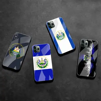 El Salvador Vėliava Juoda TPU Minkštas Telefono dėklas Grūdintas Stiklas iPhone 11 Pro XR XS MAX 8 X 7 6S 6 Plus SE 2020 atveju