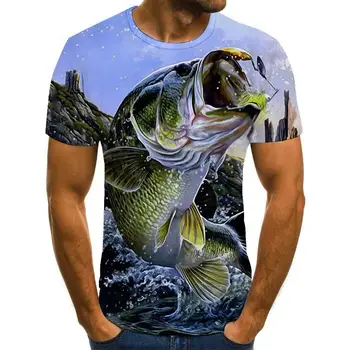Vasarą Vyrams marškinėliai 3D Šamų Žvejyba Spausdinti Marškinėliai Harajuku Atsitiktinis trumpas Rankovėmis Tee marškinėliai, Unisex Cool t-shirt