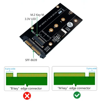 H1111Z Pridėti Korteles M. 2 NVMe PCI-E SSD su PCI-E U. 2 SFF-8639 Adapterio plokštę M2 Klavišą M Adapteris M. 2 NVME U. 2 su M. 2 Heatsink NAUJAS