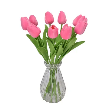 10VNT Tulpių Dirbtinių Gėlių Modeliavimas PU Netikrą Gėlių Puokštė Nekilnojamojo Touch Gėlės, Vestuvių Dekoravimas Bonsai Sodo Dekoro