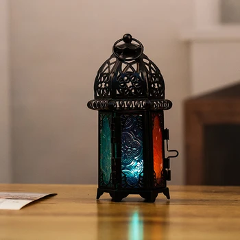 Namų Geležies Stiklo Dovana Apdailos Erdvės Taupymo Patalpų Žibinto Lempa, Maroko Stiliaus Lengva Įdiegti Žvakių Laikiklis Derliaus