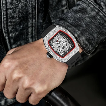 Kūrybos Žiūrėti Vyrų Lediniame Iš Hip-Hop Mens Diamond Laikrodžiai Top Brand Prabanga Karinės Sporto Žmogus Laikrodis Relogio Montre Reloj Hombre
