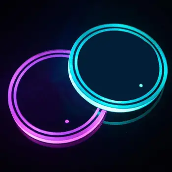 2.6 inche Universalus LED Automobilio Puodelio Laikiklį RGB Spalvinga Šviesos Kilimėlis Trinkelėmis Gerti Miestelyje Vidaus Apdaila, Automobilių Puošimas Lempos Priedai