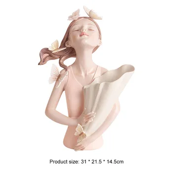Drugelis Mergina Dervos Skulptūrų Charakterį Modelis Vaza Namų Miegamajame Meno Decora Sultingi Sodinamoji Vaza Amatų Stalo Statulos