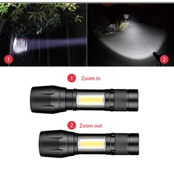 Mini Įkraunama LED Žibintuvėlis XP-E Q5 Žibinto Lemputė Reguliuojamas Penlight Vandeniui Kempingas Žibintų Zoom Dėmesio Taktinis Žibintuvėlis