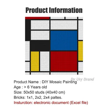 Mondrian Stiliaus Pixel Art Mosaic 