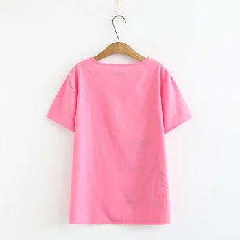 Plius Dydis XL-4XL Moterų Vasaros marškinėliai trumpomis Rankovėmis-line Viršūnes Negabaritinių Derliaus Gėlių Siuvinėjimas, Marškinėliai