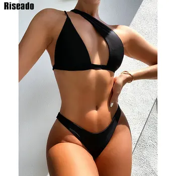 Riseado Vieną Petį Seksualus Bikini Push Up Maudymosi Kostiumėliai Moterims, 2021 Juodos Spalvos Maudymosi Kostiumėlį, Brazilijos Bikini Thong Vientisų Maudymosi Kostiumą Vasarą