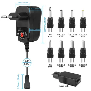 3-12V 12W Reguliuojamas Maitinimo šaltinis DC USB Patarimai Daugiafunkcį Įkroviklis Nešiojamų Įtampos Reguliatoriaus Jungiklis, Maitinimo Adapteris