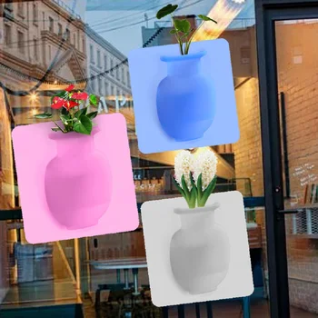 1Pcs Kūrybos magija silikono vaza lipdukai Naujas siurbtukas sienos kabo minkštas vaza Vonios sienelės vaza šaldytuvas decal