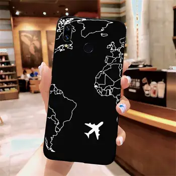 Pasaulio žemėlapyje kelionės Juodos ir baltos spalvos paprastumas Telefoną Atveju Xiaomi Redmi pastaba 7 8 9 t k30 max3 9 s 10 pro lite