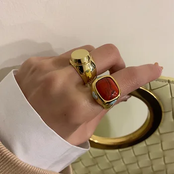 Korėjos Pakabukai Raudono Akmens Širdies Žiedai Moterims Metalo Klasika Mados Nostalgija Y2K Žiedai, Papuošalai 90-ųjų Stiliaus Draugystės Dovanos Naujas