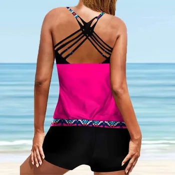 Moterų Tankini Didelis Skaitmeninio Spausdinimo Hot Spring Beach Resort Sijonas maudymosi kostiumėlį Nustatyti Paplūdimio Atostogų Stiliaus maudymosi kostiumėlį Plius Dydžio maudymosi kostiumėlį