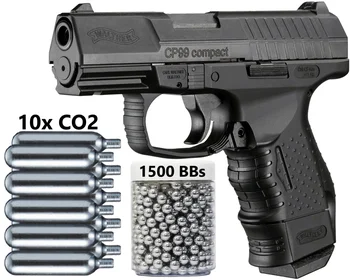 Umarex Walther CP99 Compact - Blowback CO2 .177 Cal BB Gun Oro Pistoletas - 345 FPSMetal sienos plateMetal sienos plokštė