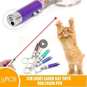 3PCS Funny Cat LED Lazeris Žaislas Katė Lazerio Žaislas Katė Žymiklį Šviesos Rašiklis, Interaktyvus Žaislas Žymiklį Darbo Mokymo Mokymo Mini Šviesos