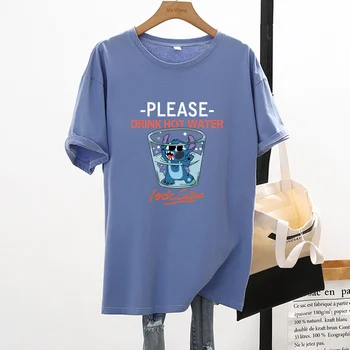 Disney Dygsnio Spausdinti Laiškas Juokingas T Marškinėliai Moterims Vasaros 2021 Trumpas Rankovės Streetwear Medvilnės Kawaii Mielas Viršūnes Anime T-shirt Moteris