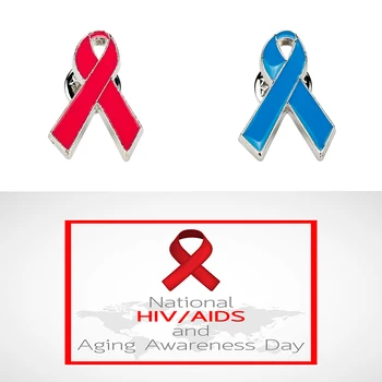 Užkirsti kelią AIDS Informavimo Emalio Sagės Raudona Mėlyna Juostele Logotipas Atlapas Pin Savanorio Ženklelis Drabužių, Kuprinės Visuomenės Gerovės Papuošalai