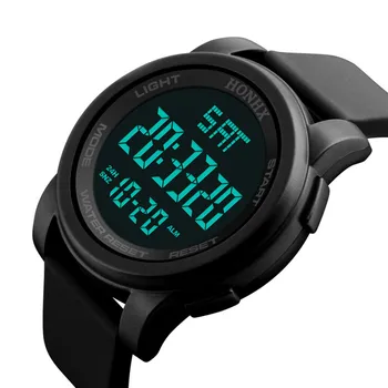 Mados Vandeniui Vyrai Laikrodžiai LCD Skaitmeninis Chronometras, Data Gumos Vyrų Berniukas Sporto Riešo Žiūrėti Vandeniui Relogio Laikrodis reloj Q